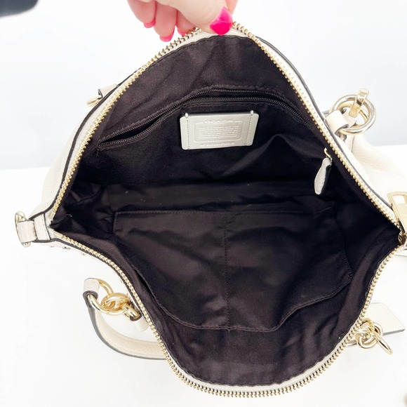 Coach Cream Satchel with Gold Accents - Picture 5 of 12
